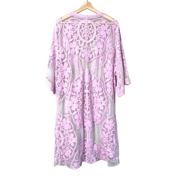 DO EVERYTHING IN LOVE Cotton Embroidered Kimono / Cardigan / Coverup / Sheer O/S - Picture 3 of 8